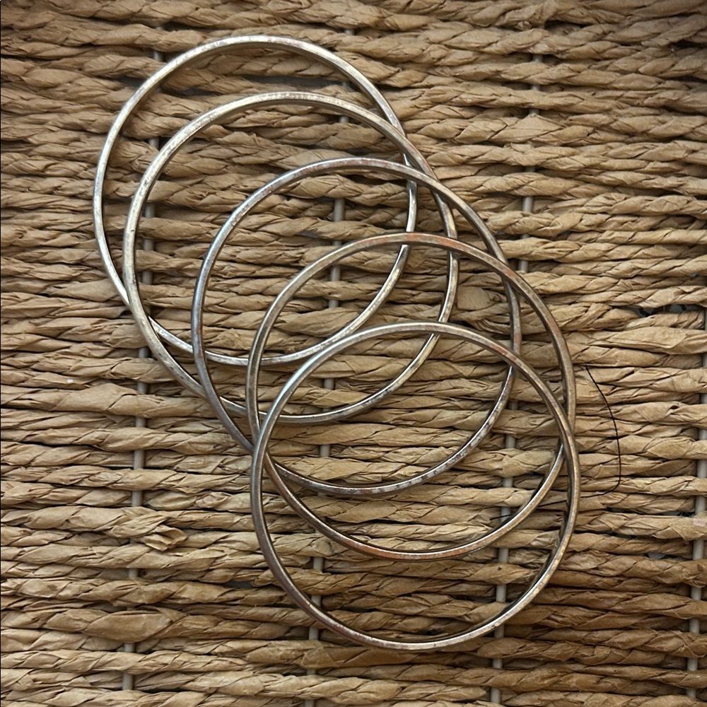 Silver Bangle Bracelets Set